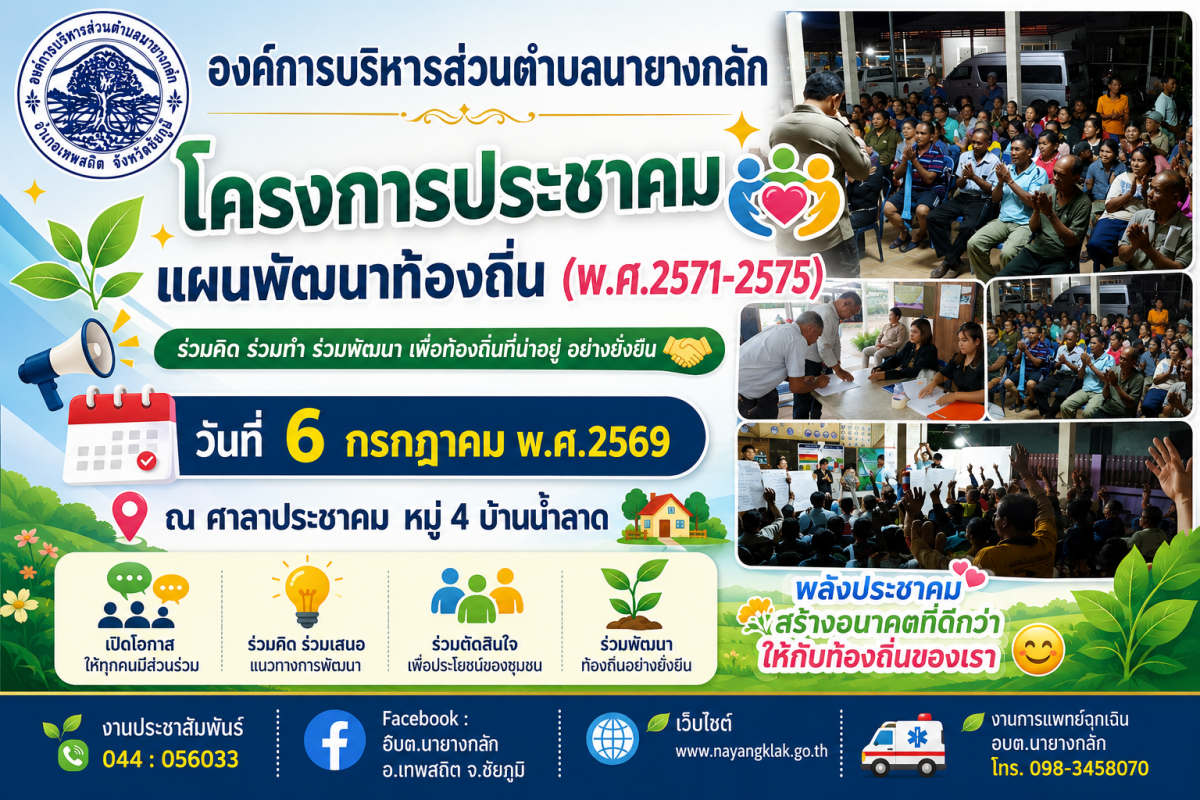 โครงการประชาคมแผนพัฒนาท้องถิ่น( พ.ศ.2571-2575)  หมู่4 บ้านน้ำลาด