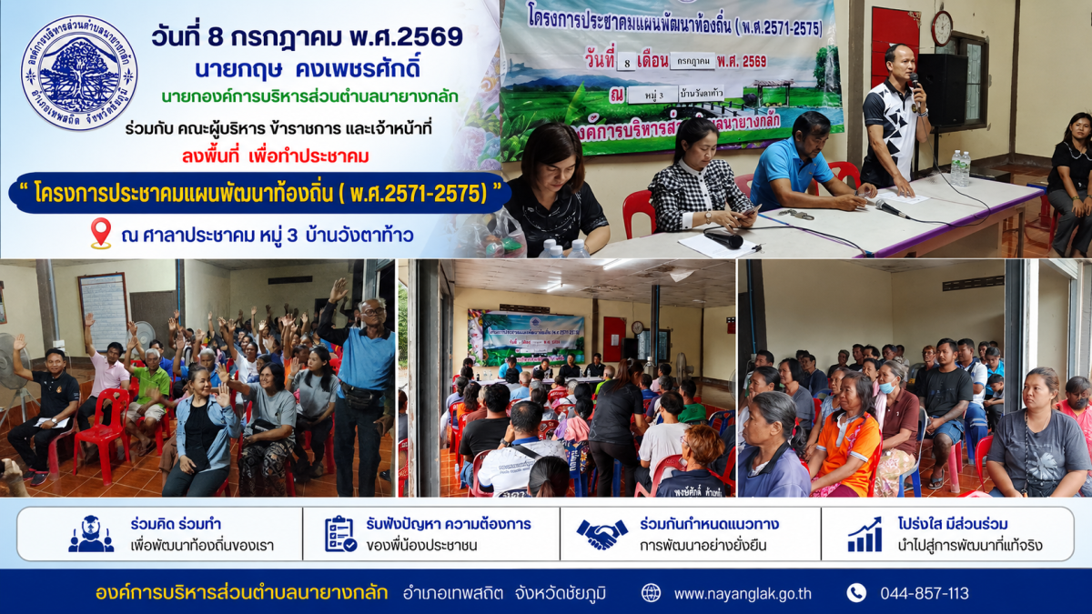 โครงการประชาคมแผนพัฒนาท้องถิ่น( พ.ศ.2571-2575) หมู่3 บ้านวังตาท้าว