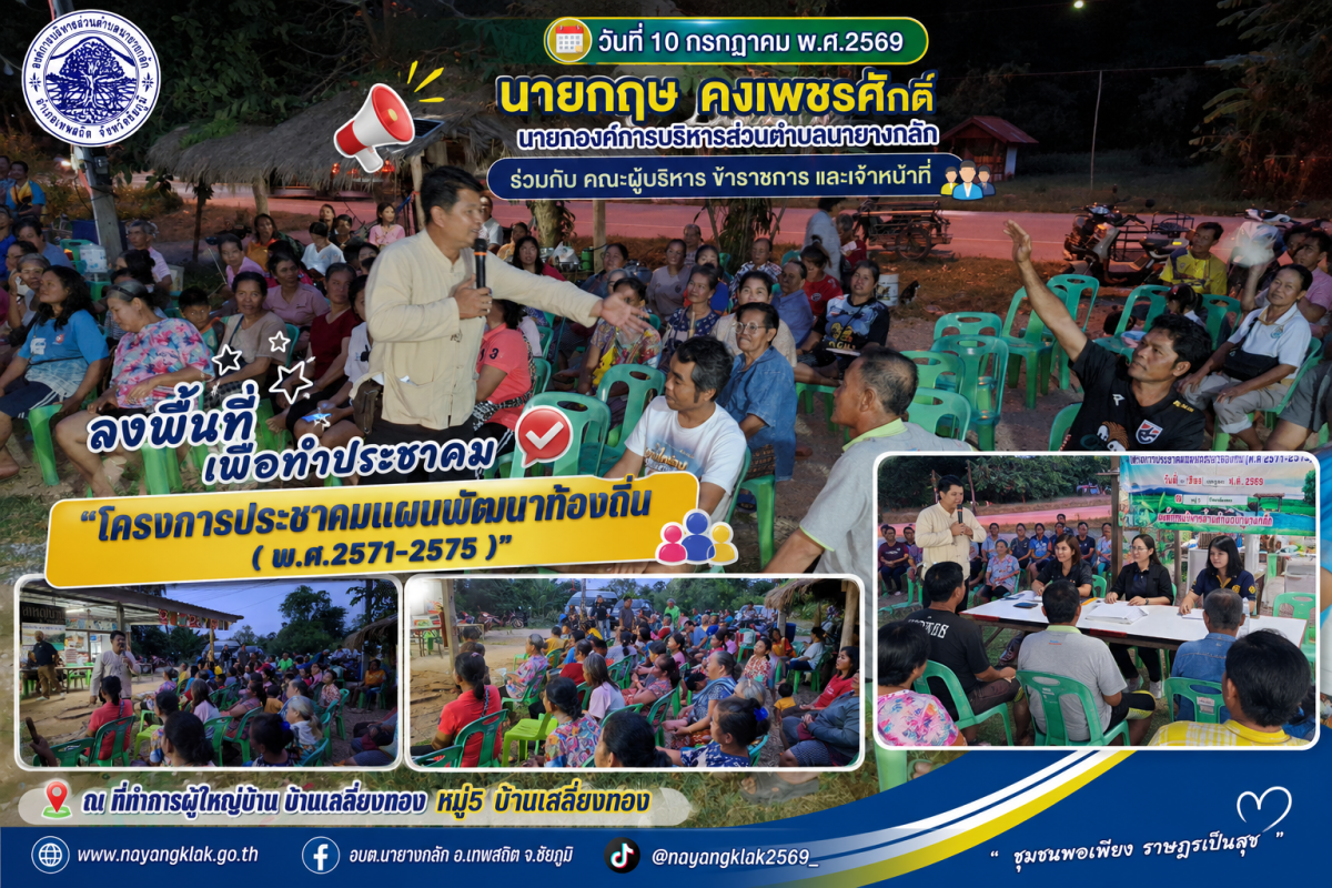 โครงการประชาคมแผนพัฒนาท้องถิ่น( พ.ศ.2571-2575)"  บ้านเสลี่ยงทอง 
