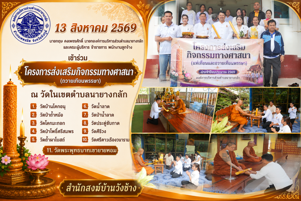 โครการส่งเสริมกิจกรรมทางศาสนา" (ถวายเทียนพรรษา)